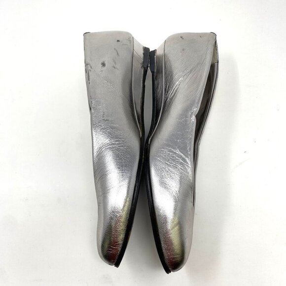 Vintage 1980's Joan & David Silver Point Toe Wedge Heel Size 7.5 Floral Applique - Picture 9 of 12